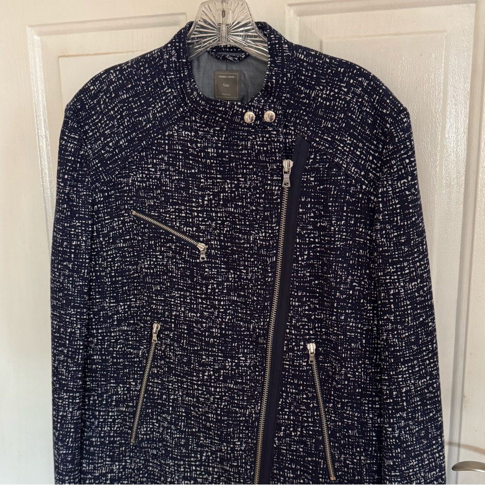 GAP TALL Navy and White Tweed Jacket NWOT